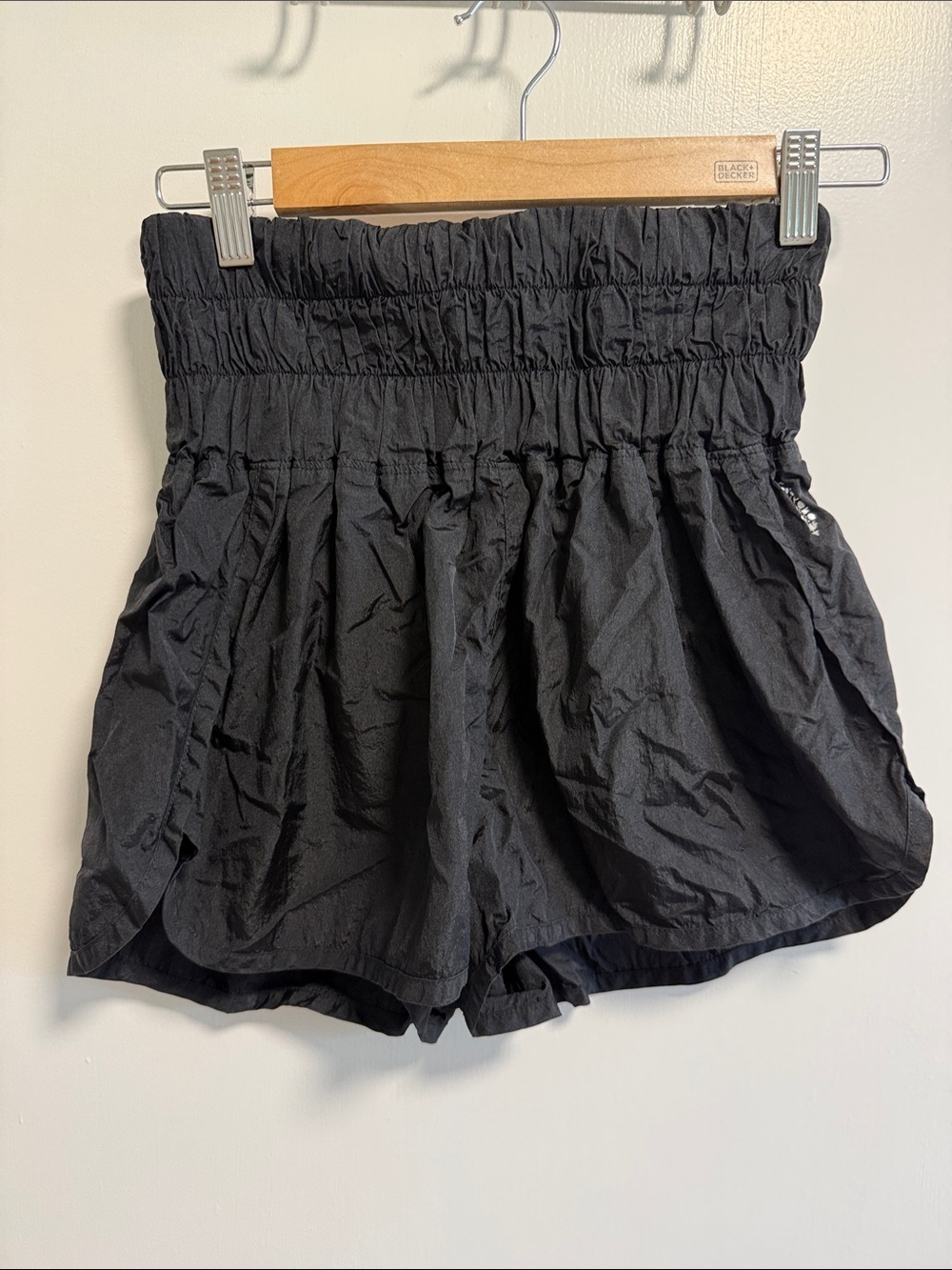 FP Movement Black High-Waist Smocked Shorts